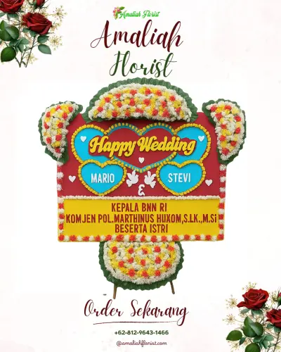 Karangan Papan Bunga Pernikahan di Celak